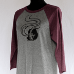 Spirit Eyes - Hand Printed Baseball Tee grey