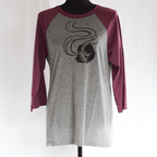 Spirit Eyes - Hand Printed Baseball Tee grey