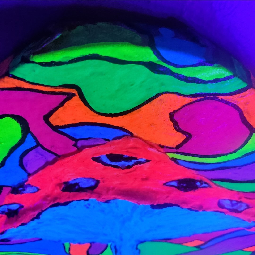 PsEYEchedelic Mushroom - UV Reactive/Glow-in-the-dark Textured Impasto Painting