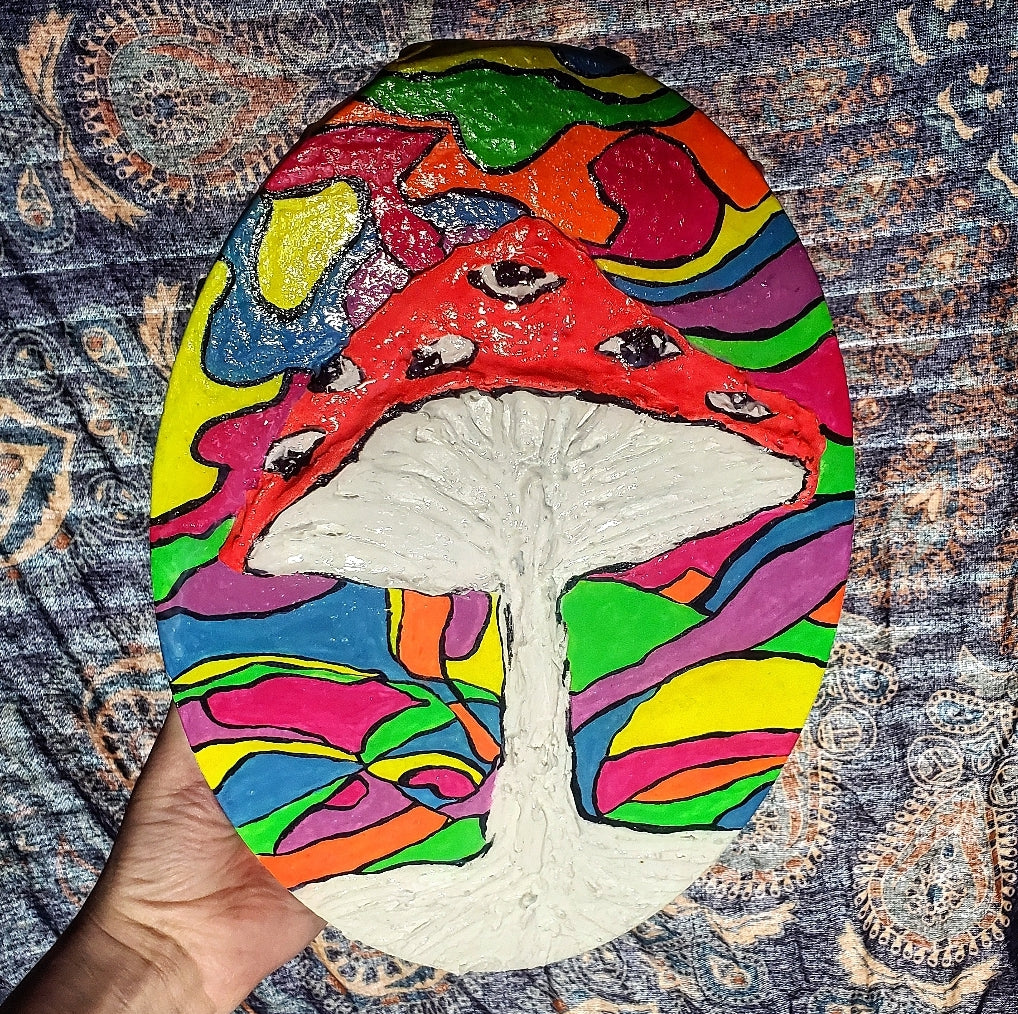 PsEYEchedelic Mushroom - UV Reactive/Glow-in-the-dark Textured Impasto Painting