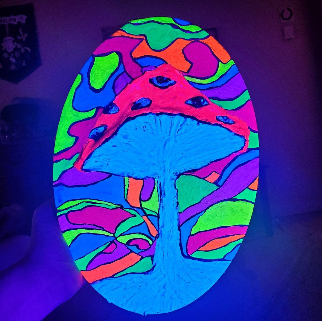 PsEYEchedelic Mushroom - UV Reactive/Glow-in-the-dark Textured Impasto Painting