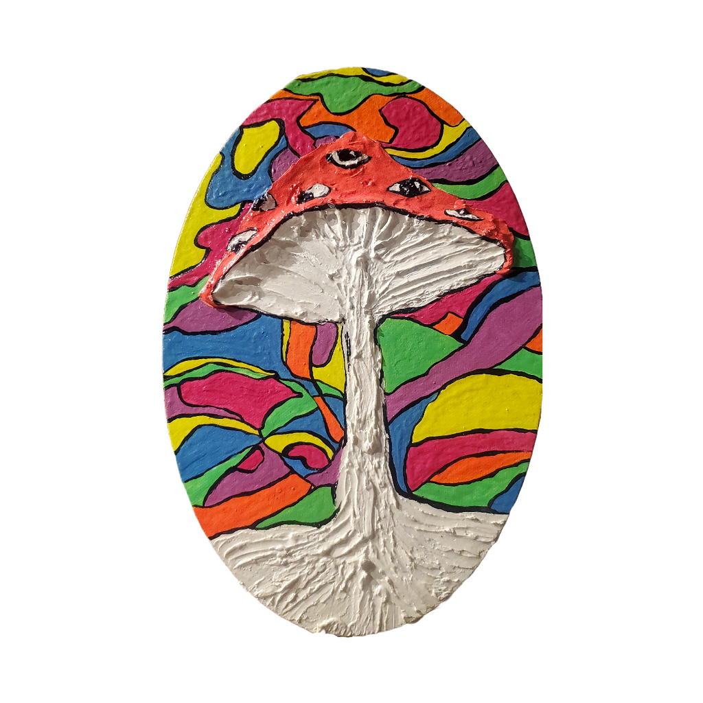 PsEYEchedelic Mushroom - UV Reactive/Glow-in-the-dark Textured Impasto Painting
