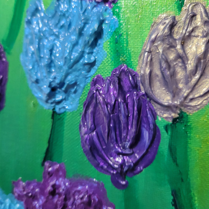 Winter Nebula Tulips - Textured Impasto Painting