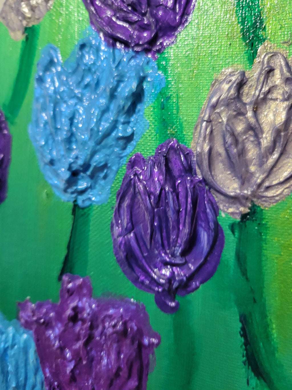 Winter Nebula Tulips - Textured Impasto Painting