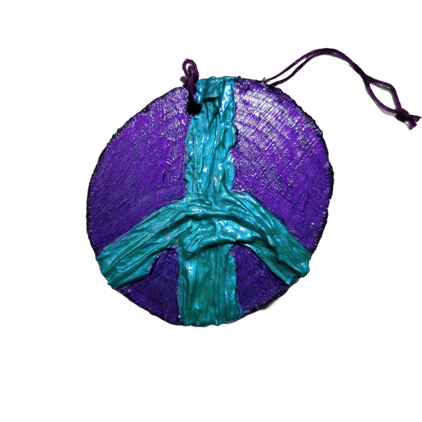 Peace Sign - Wooden Impasto Ornament