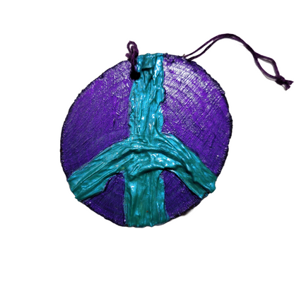 Peace Sign - Wooden Impasto Ornament