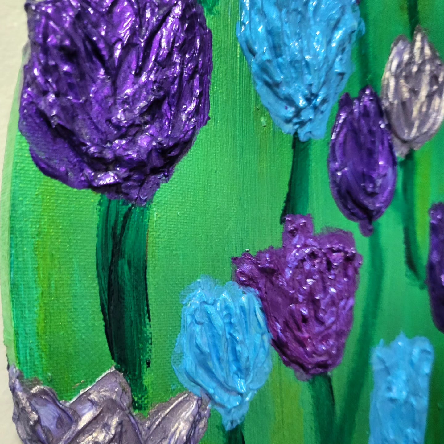 Winter Nebula - Textured Tulips Painting