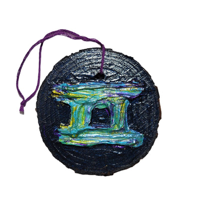 Gemini - Wooden Impasto Ornament