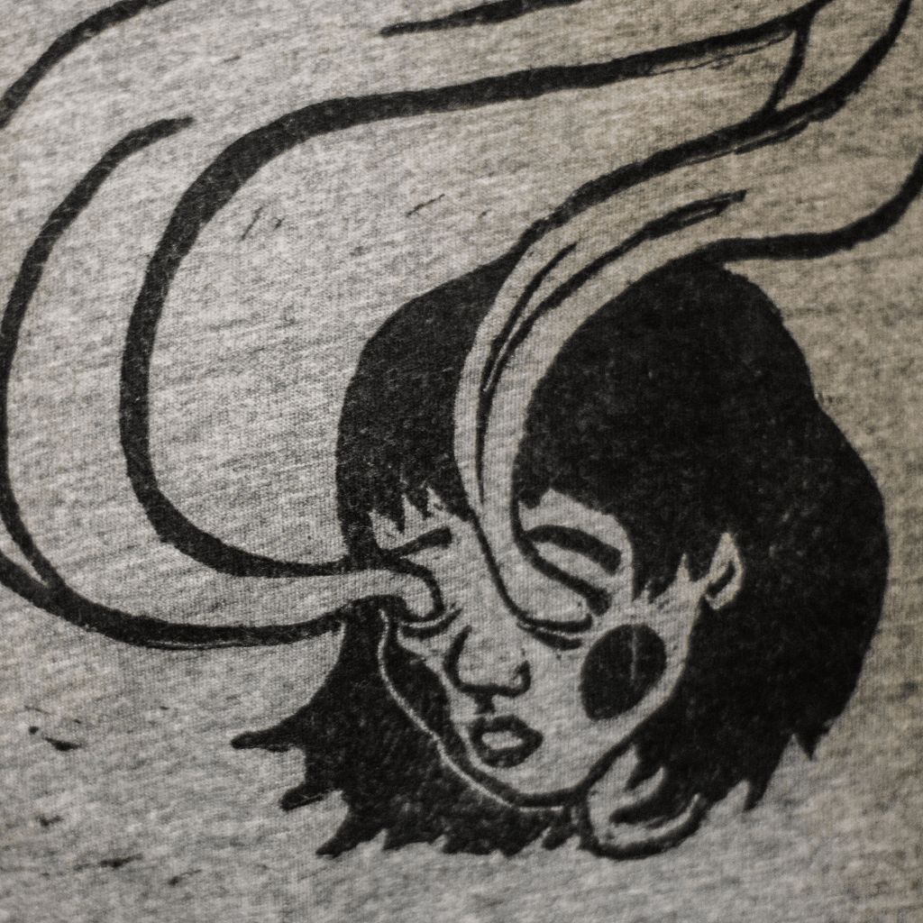 Spirit Eyes - Hand Printed Baseball Tee grey