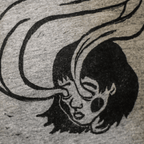 Spirit Eyes - Hand Printed Baseball Tee grey