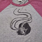 Spirit Eyes - Hand Printed Baseball Tee grey