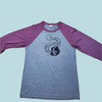 Spirit Eyes - Hand Printed Baseball Tee grey