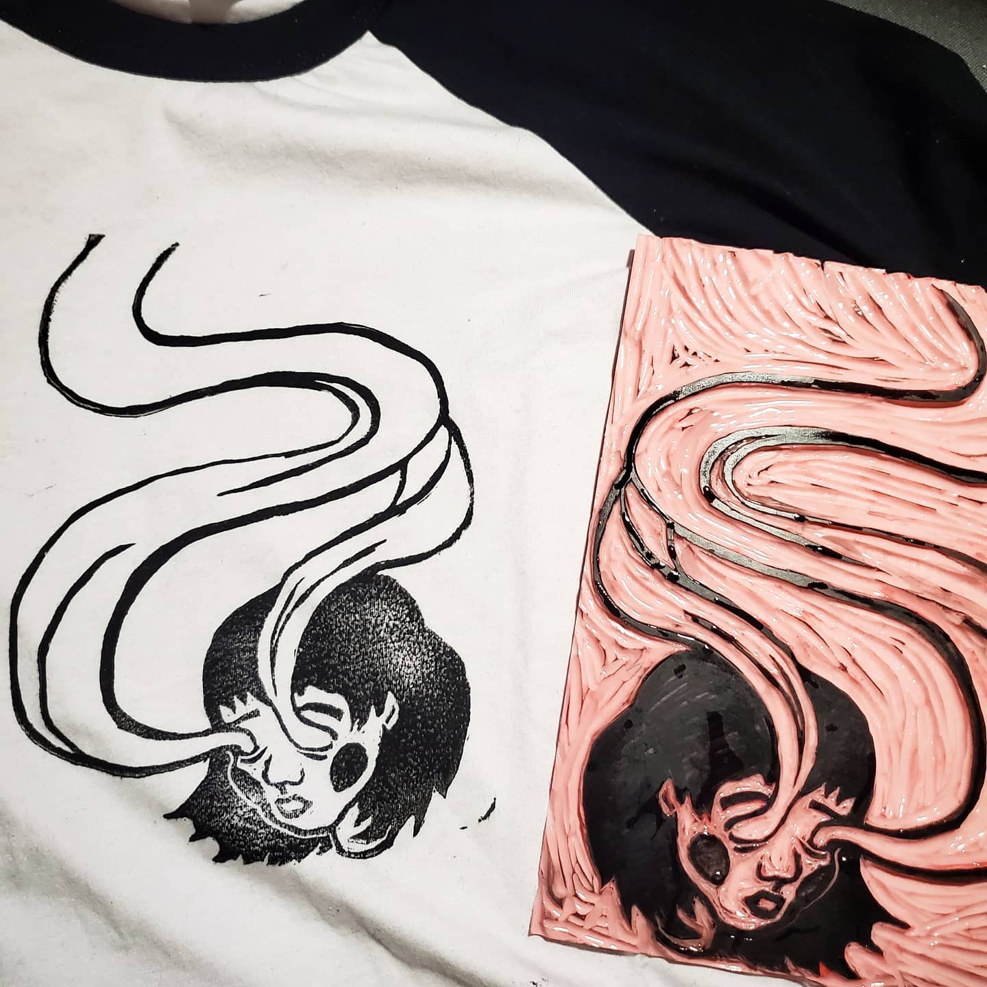 Spirit Eyes - Hand Printed Baseball Tee