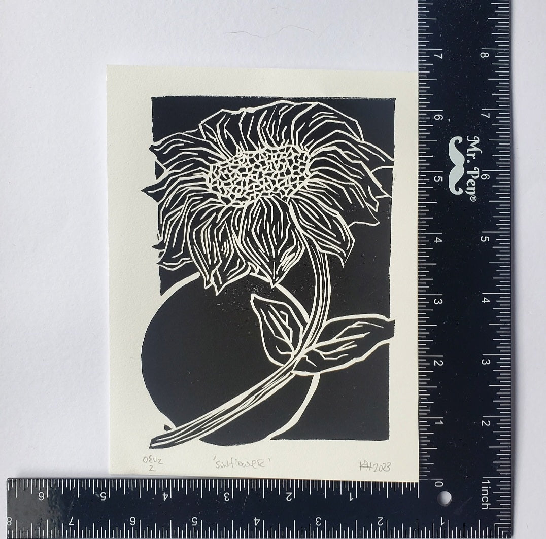 Sunflower - Linoleum Block Print