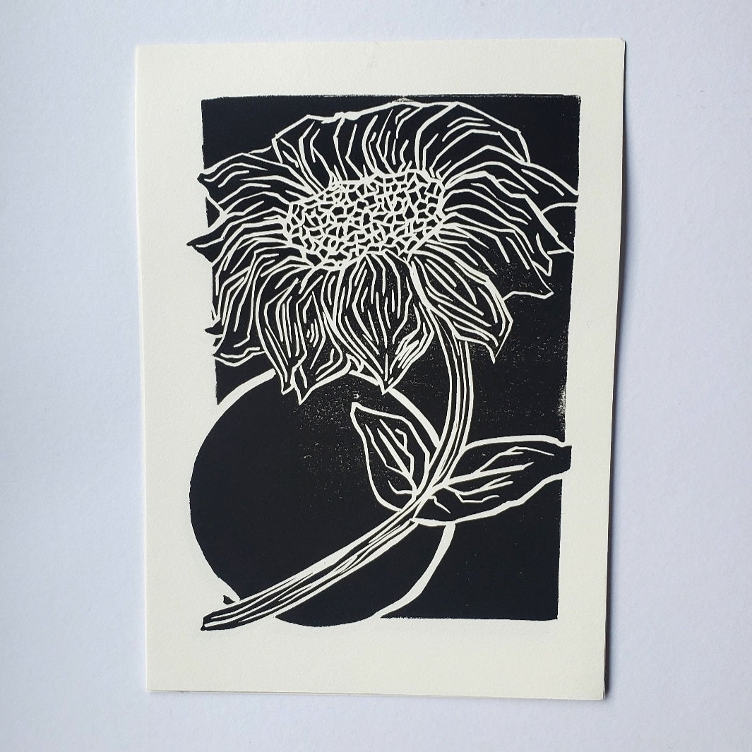 Sunflower - Linoleum Block Print
