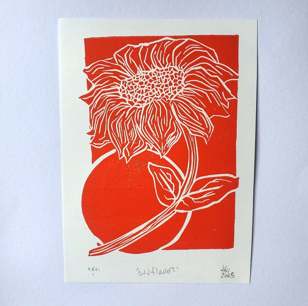 Sunflower - Linoleum Block Print