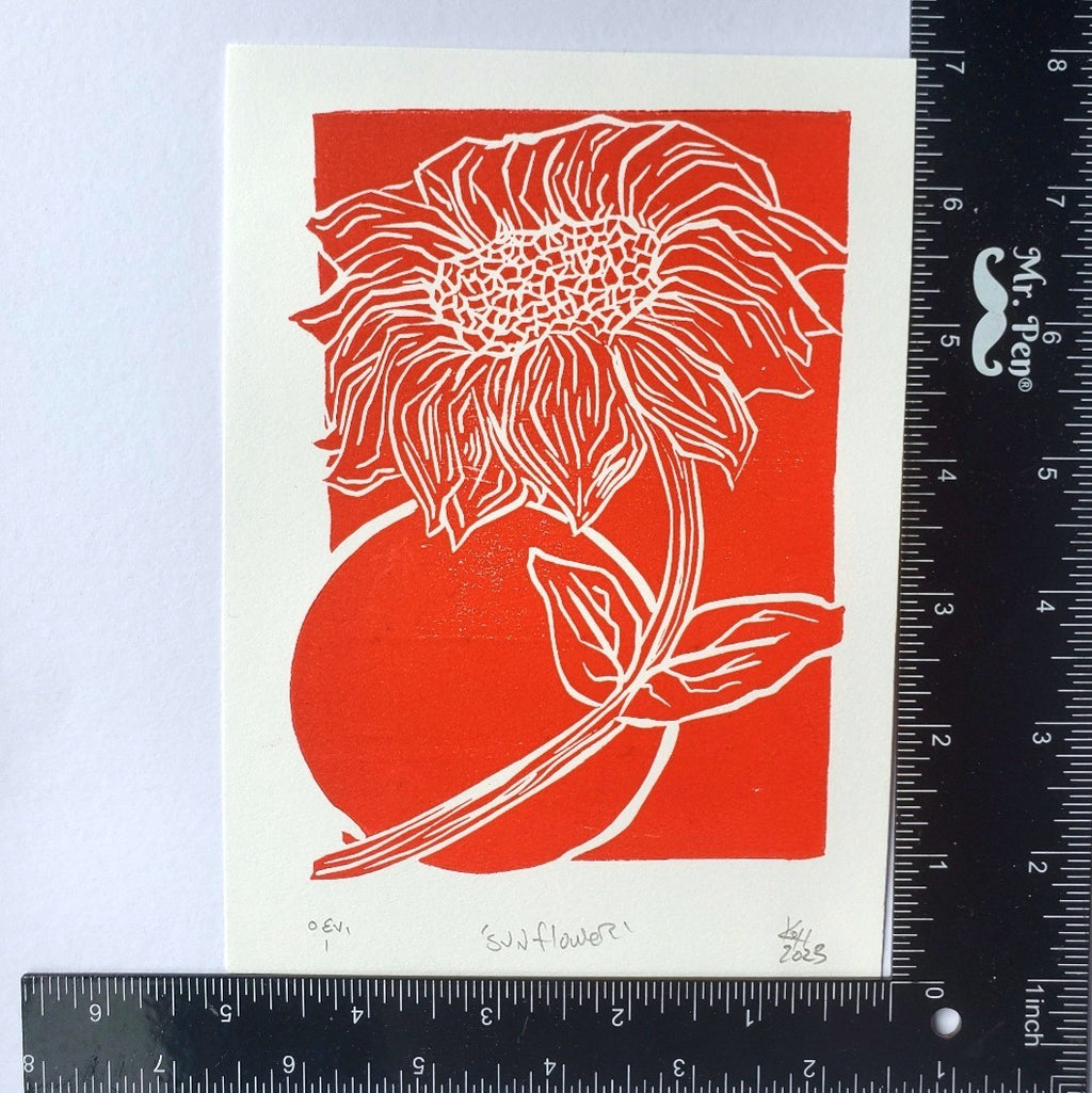 Sunflower - Linoleum Block Print