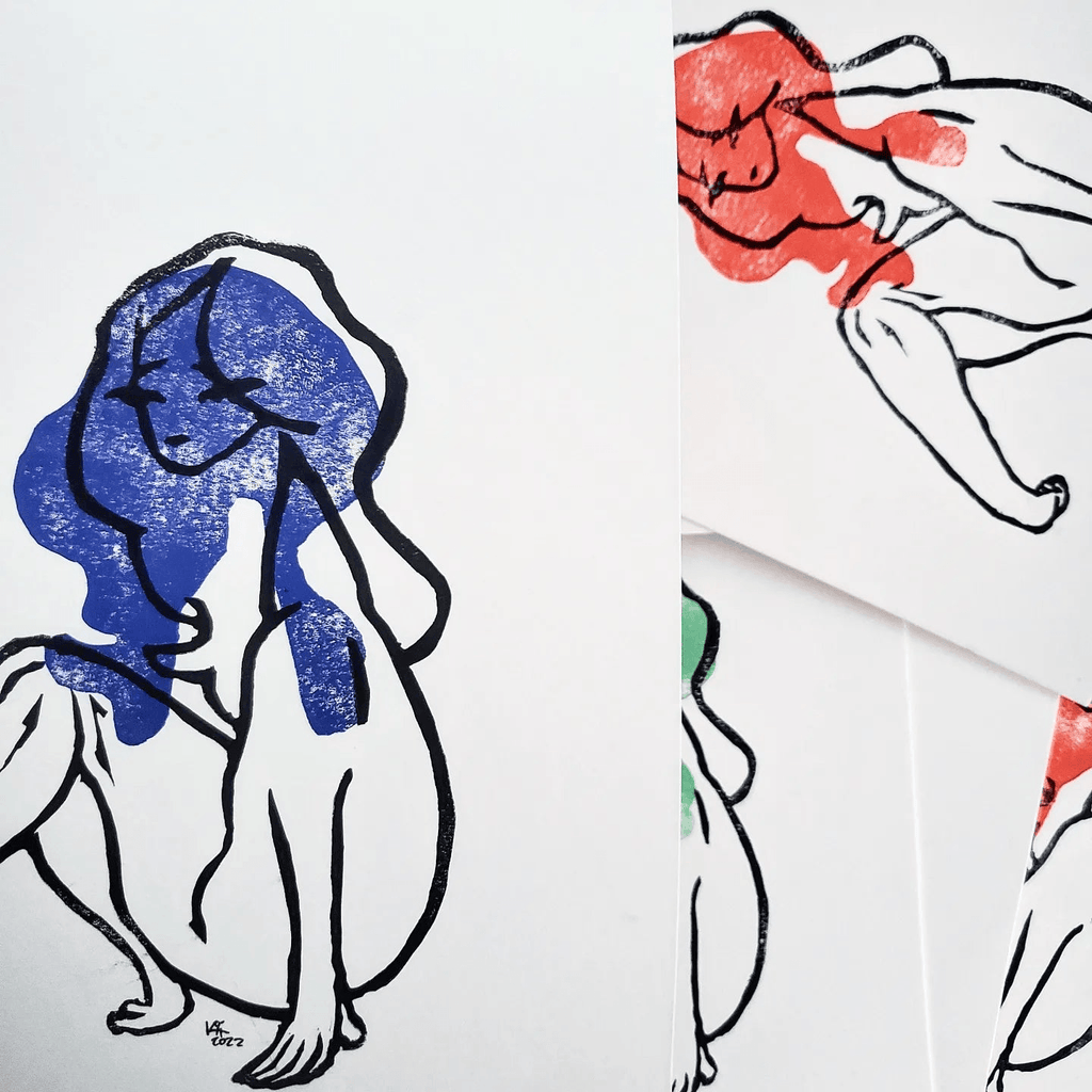 Sweet Disposition - Linoleum Block Print
