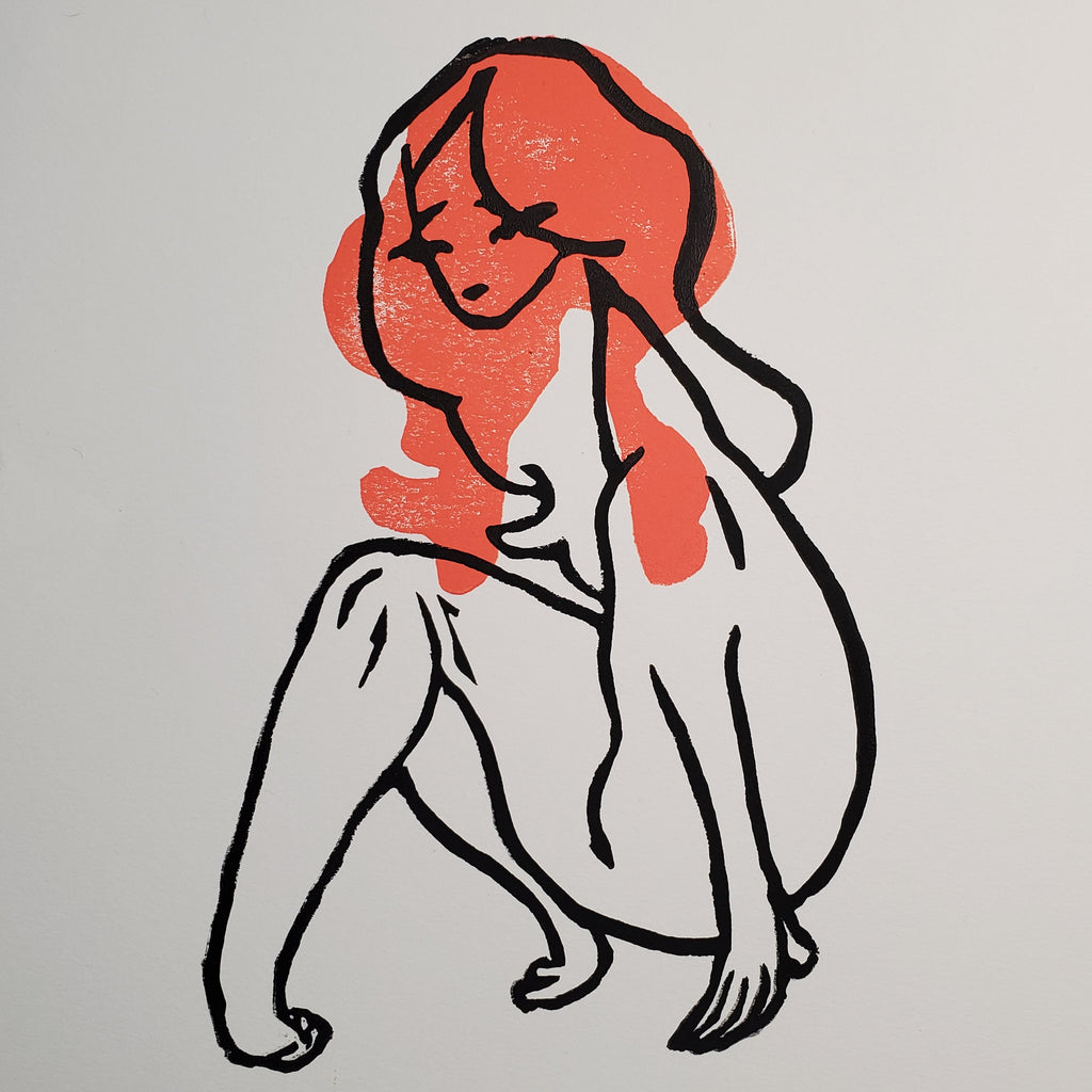 Sweet Disposition - Linoleum Block Print