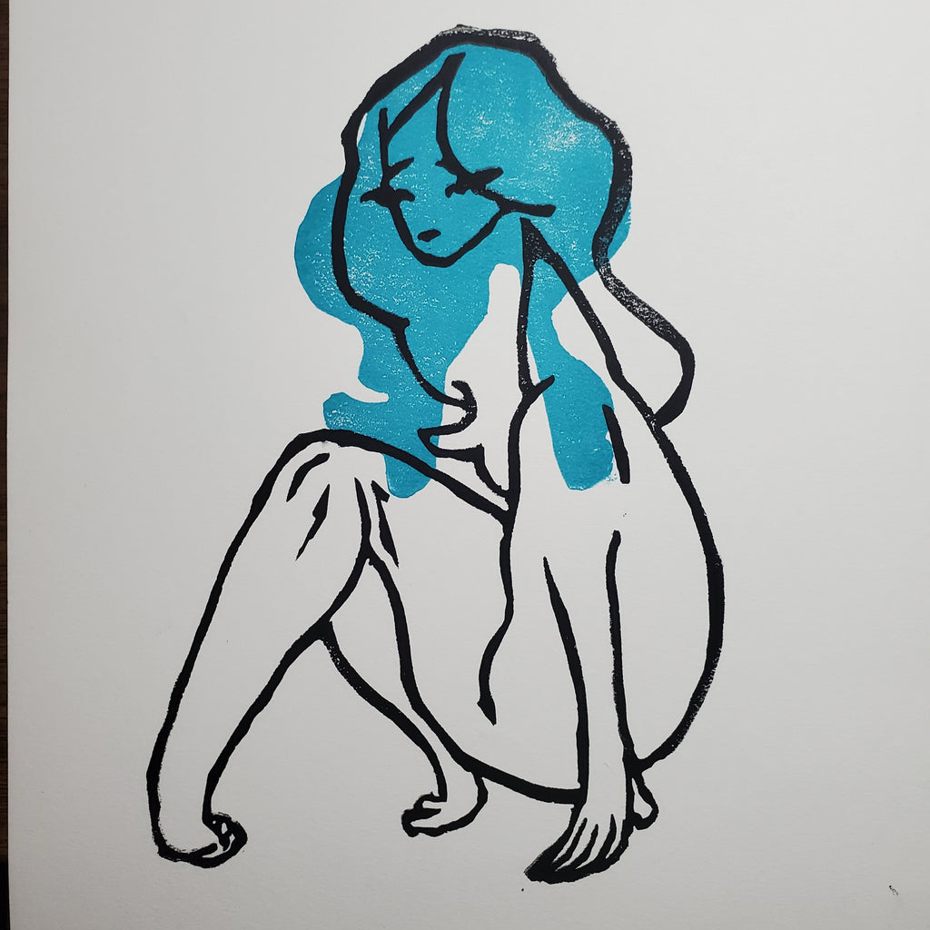 Sweet Disposition - Linoleum Block Print