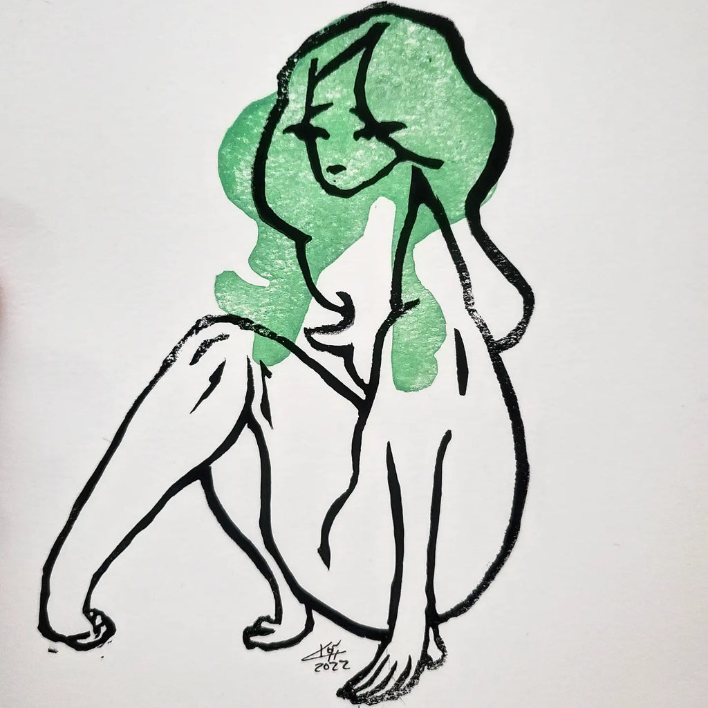 Sweet Disposition - Linoleum Block Print