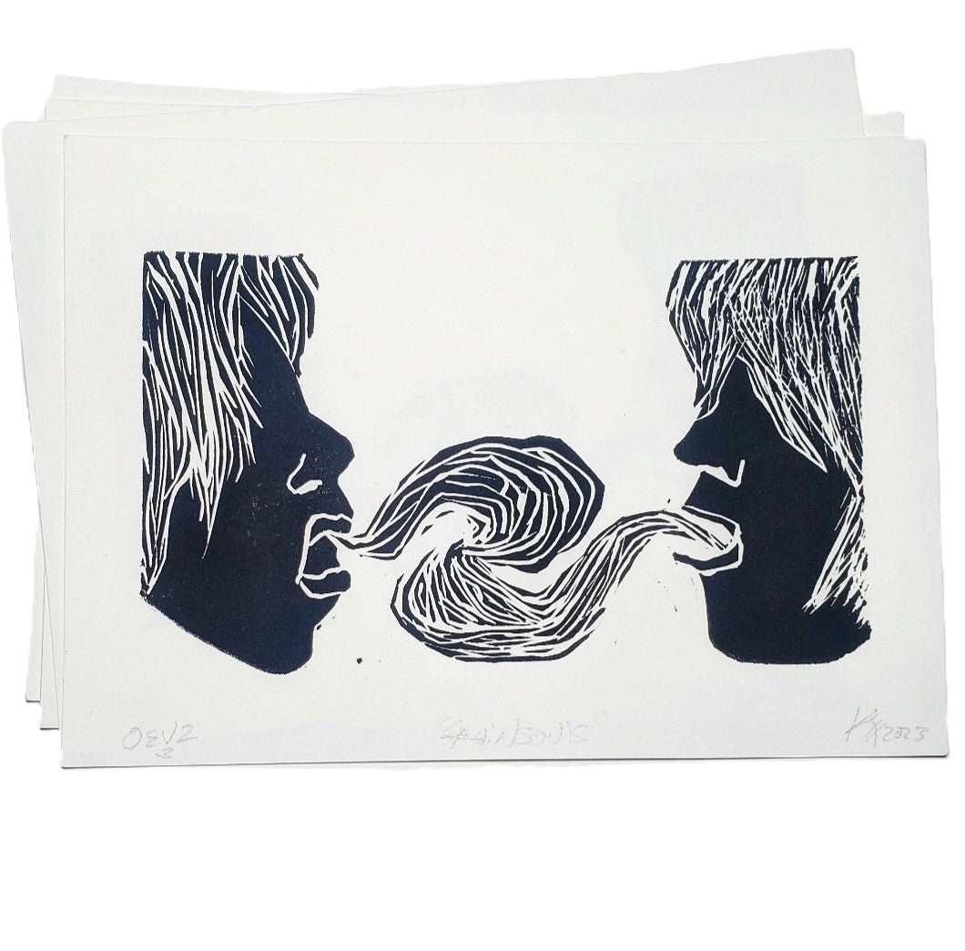 Twin Souls - Linoleum Block Print