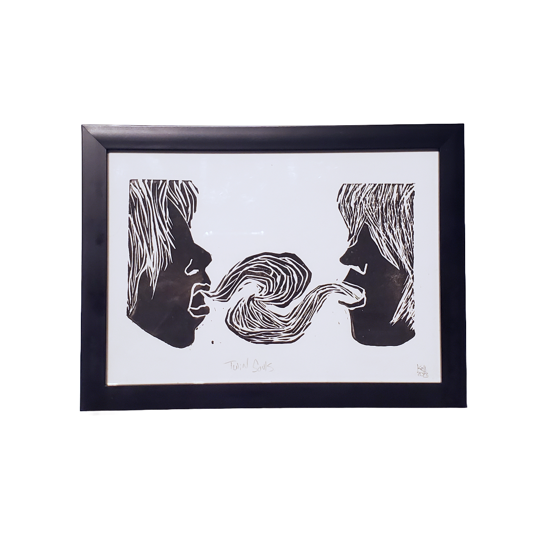 Twin Souls - Linoleum Block Print