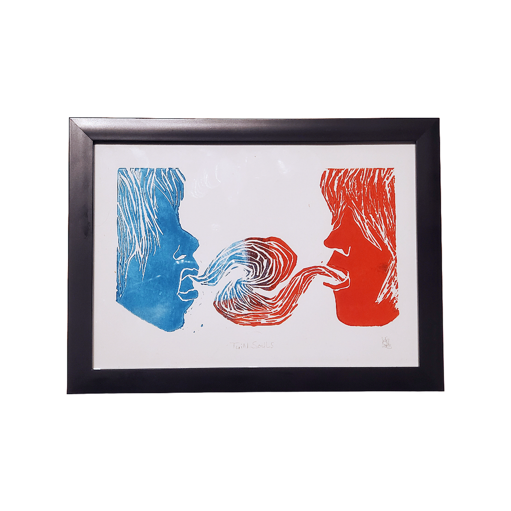 Twin Souls - Linoleum Block Print