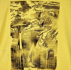 Kaiju Dragon in Seattle - Hand Printed - American Apparel T-Shirt (Adult Small)