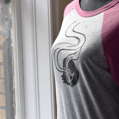 Spirit Eyes - Hand Printed Adult Baseball Tee - Strange in Nature