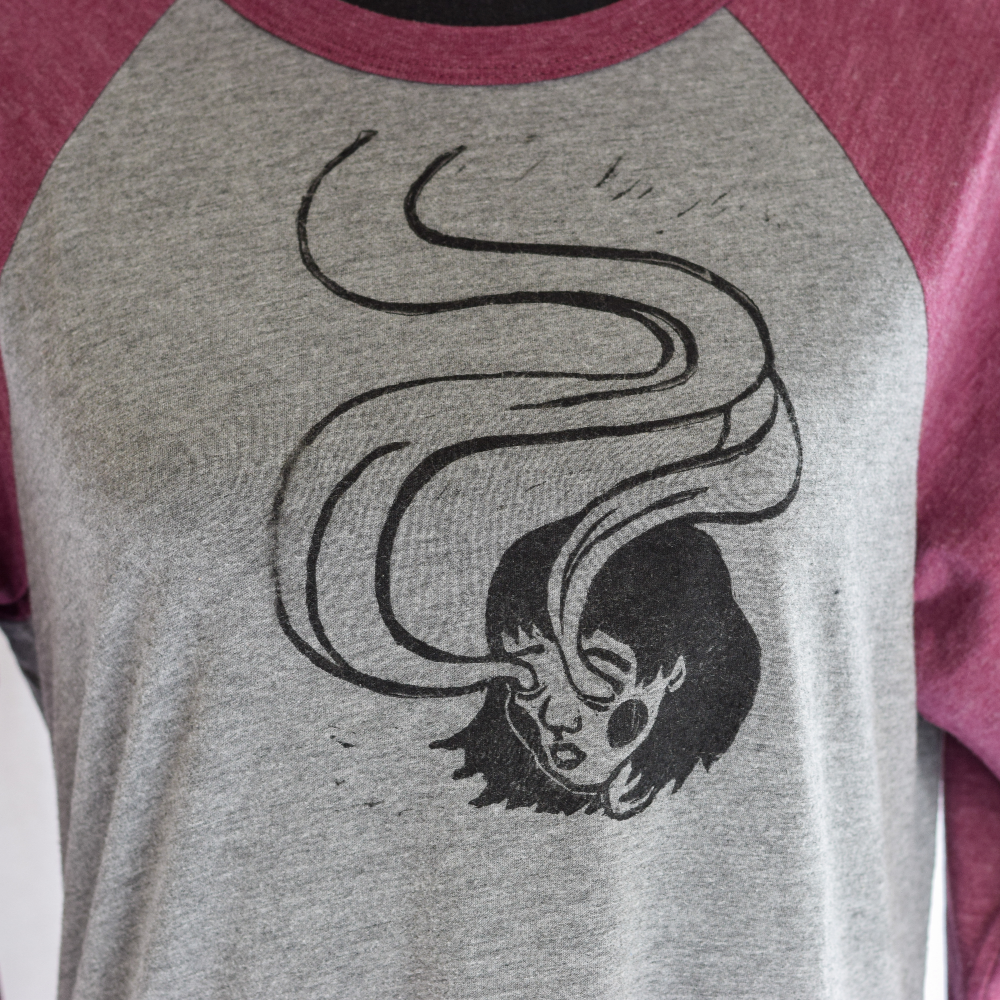 Spirit Eyes - Hand Printed Adult Baseball Tee - Strange in Nature